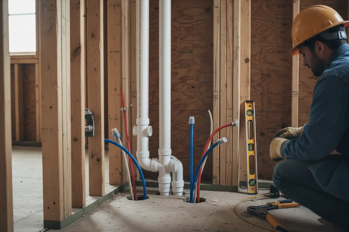 Drain and supply rough-in during Sump Pump Repair in Vintondale