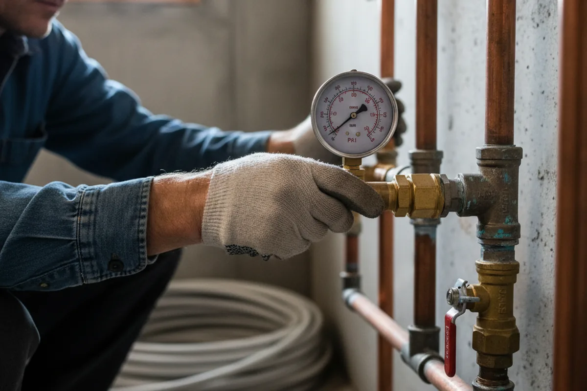 Pressure testing a repaired line during Water Line Repair in Vintondale